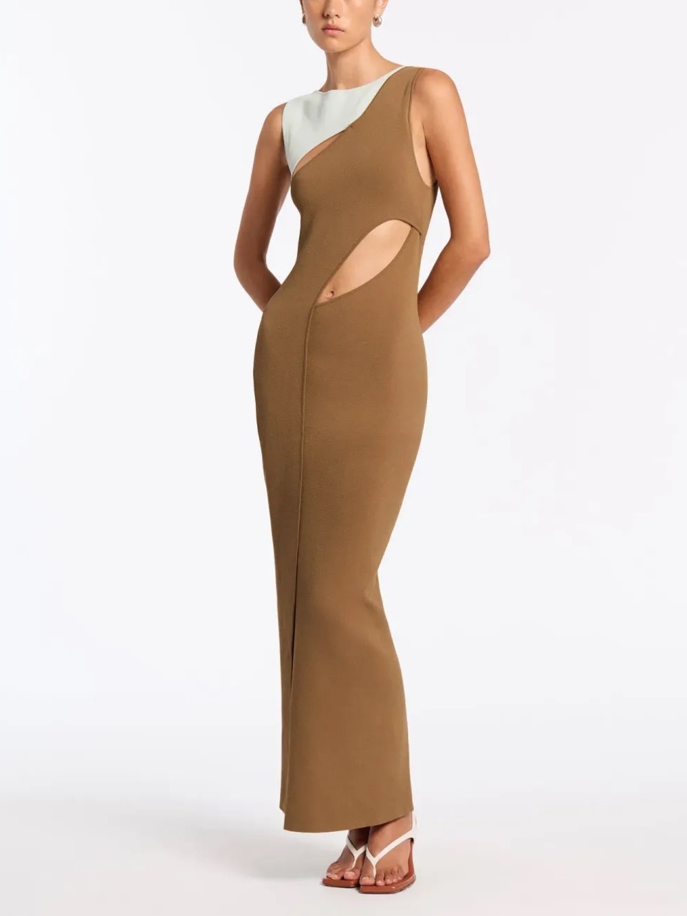 Sir the Label Women’s Nadja Cutout Sleeveless Knit Maxi Dress Cinnamon Brown